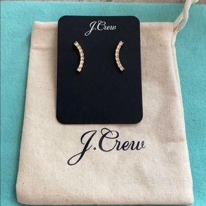 J. Crew Gold Crescent Crystal Earrings